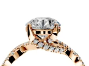 Solitaire Engagement Ring Setting for Round Cut Center with Narrow Twist Pave Band and Prong Head in Rose Gold