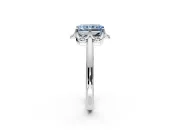 Floral Frame Engagement Ring Setting for Fancy Blue Radiant Cut Center with Accent Clusters and Prong Head in White Gold