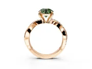 Solitaire Engagement Ring Setting for Fancy Green Round Cut Center with Half-Pave Crossover Band and Prong Head in Rose Gold
