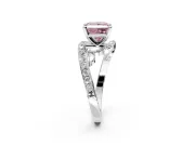 Solitaire Engagement Ring Setting for Fancy Pink Princess Cut Center with Pave Bypass Twist Band and Prong Head in White Gold