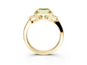 Cluster Engagement Ring Setting for Fancy Yellow Asscher Cut Center with Milgrain Shoulder Clusters and Prong Head in Yellow Gold