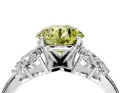 Leaf Cluster Engagement Ring Setting for Fancy Yellow Round Cut Center with Marquise Accents and Prong Head in Platinum