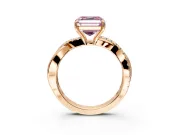 Crossover Engagement Ring Setting for Fancy Pink Asscher Cut Center with Pave and Plain Strands and Prong Head in Rose Gold