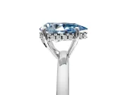 Solitaire Engagement Ring Setting for Fancy Blue Pear-Shaped Center with Fine Wire Band and Prong Head in Sterling Silver