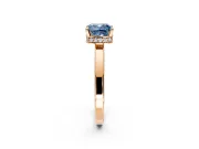 Hidden Halo Engagement Ring Setting for Fancy Blue Cushion Cut Center with Wide Flat Plain Band and Prong Head in Rose Gold