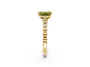 Solitaire Engagement Ring Setting for Fancy Yellow Emerald Cut Center with Bezel-Dot Beaded Band and Prong Head in Yellow Gold
