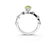 Solitaire Engagement Ring Setting for Fancy Yellow Marquise Center with Bezel Station Band and Prong Head in White Gold