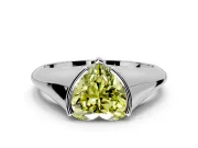 Tension Engagement Ring Setting for Fancy Yellow Heart-Shaped Center with Wide Tapered Band and Tension Head in Sterling Silver