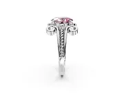 Solitaire Engagement Ring Setting for Fancy Pink Oval Center with Twisted Band and Scroll Prong Head in Platinum