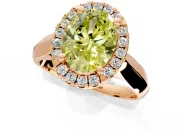Halo Engagement Ring Setting for Fancy Yellow Oval Center with Square Band and Prong Head in Rose Gold