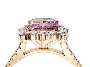 Halo Engagement Ring Setting for Fancy Pink Princess Cut Center with Single-Row Pave, Open Basket and Prong Head in Rose Gold