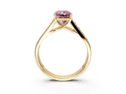Solitaire Engagement Ring Setting for Fancy Pink Radiant Cut Center with Round Cut Channel Band and Prong Head in Yellow Gold