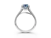 Solitaire Engagement Ring Setting for Fancy Blue Round Cut Center with Accented Split Shank and Prong Head in Platinum