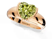 Tension Engagement Ring Setting for Fancy Yellow Heart-Shaped Center with Wide Flat Band and Tension Head in Rose Gold