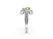 Solitaire Engagement Ring Setting for Fancy Yellow Heart-Shaped Center with Twisted Band and Scroll Prong Head in Platinum