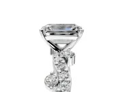 Solitaire Engagement Ring Setting for Emerald Cut Center with Bar-Station Pave Twist and Prong Head in Platinum