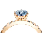 Solitaire Engagement Ring Setting for Fancy Blue Pear-Shaped Center with Fine Pave Band and Claw Prong Head in Rose Gold