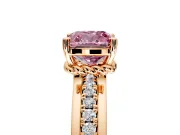 Solitaire Engagement Ring Setting for Fancy Pink Cushion Cut Center with Raised Channel Band and Prong Head in Rose Gold
