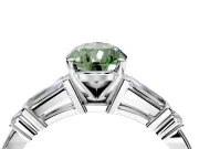 Bar-Set Engagement Ring Setting for Fancy Green Pear-Shaped Center with Tapered Baguette Accents and Prong Head in Platinum