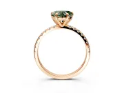 Solitaire Engagement Ring Setting for Fancy Green Heart-Shaped Center with Fine Pave Narrow Band and Prong Head in Rose Gold