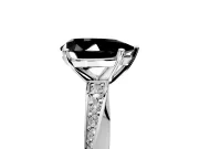 Side Accent Engagement Ring Setting for Fancy Black Pear-Shaped Center with Accent Shoulders and Prong Head in Sterling Silver