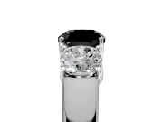 3 Stone Engagement Ring Setting for Fancy Black Cushion Cut Center with Raised Basket Heads and Prong Head in White Gold