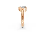 Halo Engagement Ring Setting for Heart-Shaped Center with Tapered Plain Band and Prong Head in Rose Gold