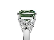 Solitaire Engagement Ring Setting for Fancy Green Asscher Cut Center with Marquise Flower Shoulders and Prong Head in Sterling Silver