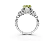 Solitaire Engagement Ring Setting for Fancy Yellow Heart-Shaped Center with Filigree Band and Prong Head in White Gold