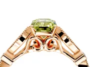 Solitaire Engagement Ring Setting for Fancy Yellow Emerald Cut Center with Marquise and Bezel Accents and Prong Head in Rose Gold