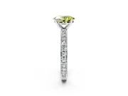 Solitaire Engagement Ring Setting for Fancy Yellow Oval Center with Milgrain-Edged Pave Band and Prong Head in Platinum