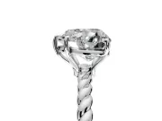 Solitaire Engagement Ring Setting for Heart-Shaped Center with Plain Twisted Rope Band and Prong Head in White Gold