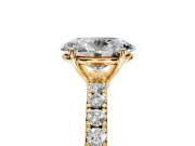 Solitaire Engagement Ring Setting for Oval Center with Large Accent Band and Prong Head in Yellow Gold
