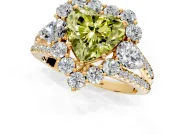 Halo Engagement Ring Setting for Fancy Yellow Heart-Shaped Center with Two-Strand Split Shank and Prong Head in Yellow Gold