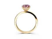 Solitaire Engagement Ring Setting for Fancy Pink Round Cut Center with Thin Rounded Plain Band and Prong Head in Yellow Gold
