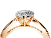 Solitaire Engagement Ring Setting for Heart-Shaped Center with Flat-Sided Plain Band and Prong Head in Rose Gold