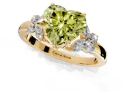 Solitaire Engagement Ring Setting for Fancy Yellow Heart-Shaped Center with Marquise Flower Shoulders and Prong Head in Yellow Gold