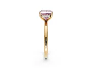 Hidden Halo Engagement Ring Setting for Fancy Pink Princess Cut Center with Thin Round-Wire Band and Prong Head in Yellow Gold