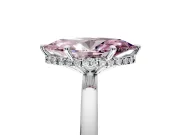 Hidden Halo Engagement Ring Setting for Fancy Pink Marquise Center with Plain Band and Tall Prong Head in Platinum