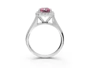 Halo Engagement Ring Setting for Fancy Pink Radiant Cut Center with Square Band and Prong Head in White Gold