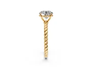 Solitaire Engagement Ring Setting for Round Cut Center with Plain Twisted Rope Band and Prong Head in Yellow Gold