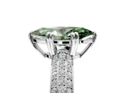 Solitaire Engagement Ring Setting for Fancy Green Marquise Center with Multi-Row Pave Accents and Basket Head in Sterling Silver