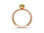 Rope Engagement Ring Setting for Fancy Yellow Emerald Cut Center with Accent Shoulders and Prong Head in Rose Gold