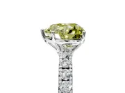 Solitaire Engagement Ring Setting for Fancy Yellow Heart-Shaped Center with Large Accent Band and Prong Head in Platinum