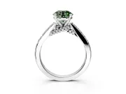 Solitaire Engagement Ring Setting for Fancy Green Round Cut Center with Crossover Accents and Prong Head in Sterling Silver