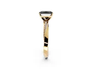 Side Accent Engagement Ring Setting for Fancy Black Radiant Cut Center with Accent Shoulders and Prong Head in Yellow Gold