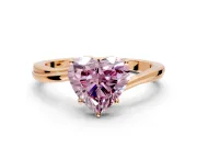 Solitaire Engagement Ring Setting for Fancy Pink Heart-Shaped Center with Plain Bypass Twist Band and Prong Head in Rose Gold
