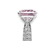 Solitaire Engagement Ring Setting for Fancy Pink Princess Cut Center with Multi-Row Accents and Prong Head in Sterling Silver