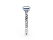 Solitaire Engagement Ring Setting for Fancy Blue Princess Cut Center with Single Row Accent Band and Prong Head in Platinum