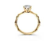 Solitaire Engagement Ring Setting for Cushion Cut Center with Bamboo Band and Prong Head in Yellow Gold